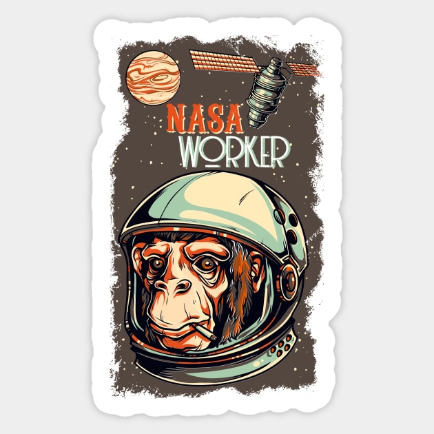 The Monkey Astronaut Sticker by Pittura